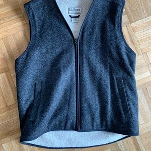 L. L. Bean Wool Vest Men Medium Dark Grey Perfect